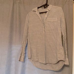 Pin stripped quarter button down